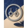 Women's Brass Silver Plated Drop Earrings (Blue)