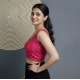 Women's Silk Blend Embroidered V-Neck Non Padded Blouse (Pink 38 Ready (Alterable up to 42)