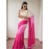 Women's Linen Printed Saree With Unstitched Blouse 5.5Mtr (Pink) Women's Linen Printed Saree With Unstitched Blouse 5.5Mtr (Pink)