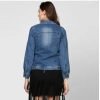 Women's Denim Washed Long Sleeves Jacket (Blue)