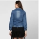 Women's Denim Washed Long Sleeves Jacket (Blue) Women's Denim Washed Long Sleeves Jacket (Blue)