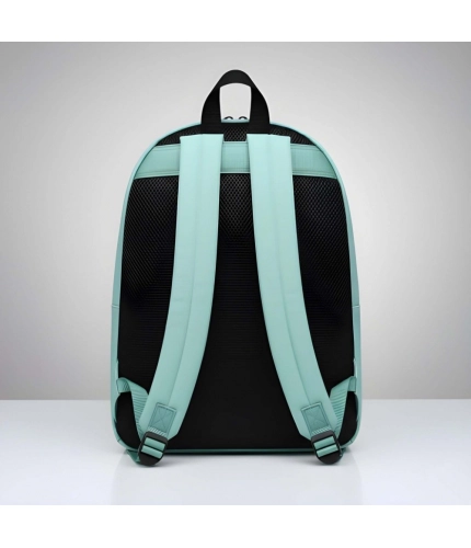 Unisex PU Leather Solid Medium Zipper Backpack (Green)