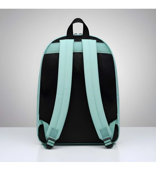 Unisex PU Leather Solid Medium Zipper Backpack (Green)