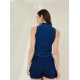 Women's Denim Lycra Solid Sleeveless Top (Blue) Women's Denim Lycra Solid Sleeveless Top (Blue)