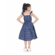 Girl's Cotton Printed Sleeve Less Squre Neck Dress (Navy Blue)