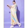 Women's Satin Colour Blocking Kaftan Dress (Multicolor)