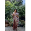Women's Faux_Tussar Geometric_Print Saree With Unstitched Blouse 5.5Mtr (Coffee)