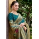 Women's Silk Blend Paithani Weaving Saree With Unstitched Blouse 5.5Mtr (Teal)