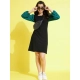 Girl's Polyester Printed Long Sleeves Dress (Black-Green) Girl's Polyester Printed Long Sleeves Dress (Black-Green)