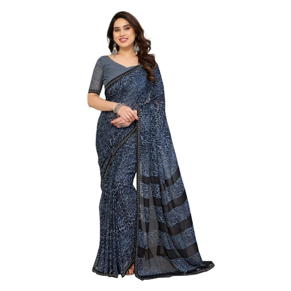 Women's Georgette Printed Saree With Unstitched Blouse 5.5Mtr (Grey) Women's Georgette Printed Saree With Unstitched Blouse 5.5Mtr (Grey)