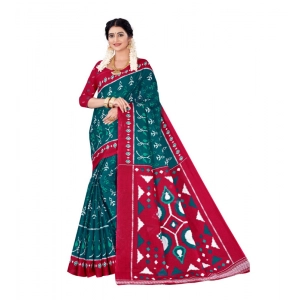 Generic Women's Soft Pure Cotton Printed Saree With Unstitched Blouse 5.5Mtr (Multicolor)