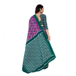 Generic Women's Soft Pure Cotton Printed Saree With Unstitched Blouse 5.5Mtr (Purple)