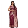 Women's Banarasi Silk Printed Saree With Unstitched Blouse 5.5Mtr (Purple) Women's Banarasi Silk Printed Saree With Unstitched Blouse 5.5Mtr (Purple)
