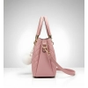 Women's PU Leather Solid Shoulder Zipper Handbag (Pink)