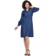 Women's Casual Denim Full sleeve Dress (Blue)
