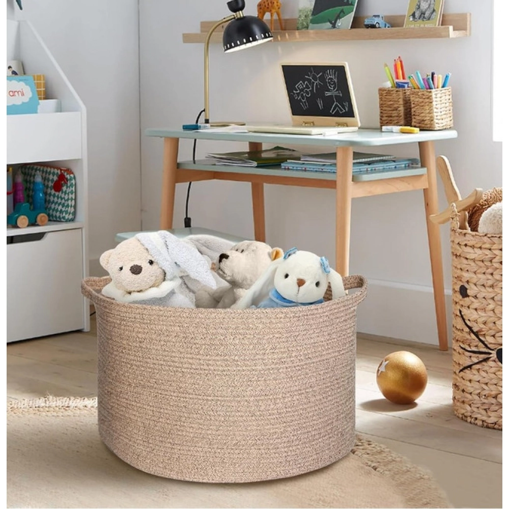 Cotton Kidi 14x12 Inch Pack of 1 Storage Basket For Clothes (Kidi)