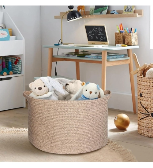 Cotton Kidi 14x12 Inch Pack of 1 Storage Basket For Clothes (Kidi)