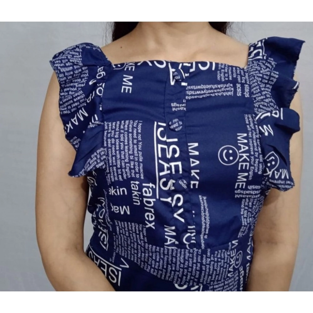 Women's Casual Crepe Sleeveless Dress (Blue)