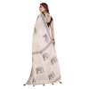 Women's Linen Cotton Printed Saree With Unstitched Blouse 5.5Mtr (Off White)
