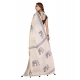 Women's Linen Cotton Printed Saree With Unstitched Blouse 5.5Mtr (Off White) Women's Linen Cotton Printed Saree With Unstitched Blouse 5.5Mtr (Off White)