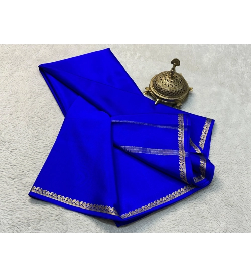 Women's Crepe Chit Pallu Solid Saree With Unstitched Blouse 5.5Mtr (Blue) Women's Crepe Chit Pallu Solid Saree With Unstitched Blouse 5.5Mtr (Blue)