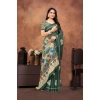 Women's Linen Printed Saree With Unstitched Blouse 5.5Mtr (Dark Green) Women's Linen Printed Saree With Unstitched Blouse 5.5Mtr (Dark Green)