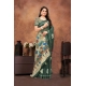 Women's Linen Printed Saree With Unstitched Blouse 5.5Mtr (Dark Green)