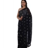 Women's Linen Printed Saree With Unstitched Blouse 5.5Mtr (Black) Women's Linen Printed Saree With Unstitched Blouse 5.5Mtr (Black)
