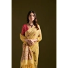 Women's Blended_Cotton Floral Saree With Unstitched Blouse 5.5Mtr (Mustard)