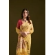 Women's Blended_Cotton Floral Saree With Unstitched Blouse 5.5Mtr (Mustard)