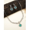 Women's Brass Silver Plated Necklace set (Turquoise)