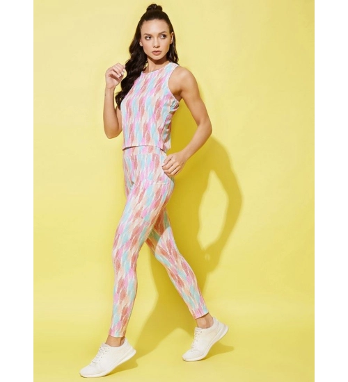Women's Polyester Lycra Printed Sleeveless Active Wear (Multicolor) Women's Polyester Lycra Printed Sleeveless Active Wear (Multicolor)