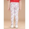 Girl's Cotton Lycra Floral Elasticated Jeggings (White-Pink) Girl's Cotton Lycra Floral Elasticated Jeggings (White-Pink)