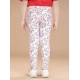 Girl's Cotton Lycra Floral Elasticated Jeggings (White-Pink) Girl's Cotton Lycra Floral Elasticated Jeggings (White-Pink)