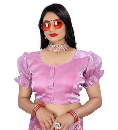 Women's Jimmy Solid Designer Neck Elastic Sleeve Readymade Blouse (Light Pink 38 , Alterable up to 42)-PID65830