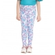 Girl's Cotton Lycra Floral Elasticated Jeggings (White-Turquoise Blue) Girl's Cotton Lycra Floral Elasticated Jeggings (White-Turquoise Blue)