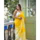 Women's Linen Printed Saree With Unstitched Blouse 5.5Mtr (Yellow) Women's Linen Printed Saree With Unstitched Blouse 5.5Mtr (Yellow)