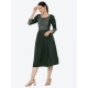 Women's Casual Rayon 3-4th Sleeves Kurti (Green)