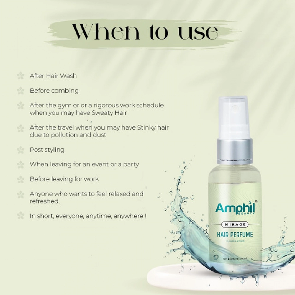 Amphil beauty Mirage Unisex Hair perfume 60 ml | Alcohol Free | Water Based | Paraben Free