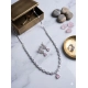Women's Brass Silver Plated Necklace set (Pink) Women's Brass Silver Plated Necklace set (Pink)