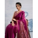 Women's Satin Crepe Printed Saree With Unstitched Blouse 5.5Mtr (Purple)