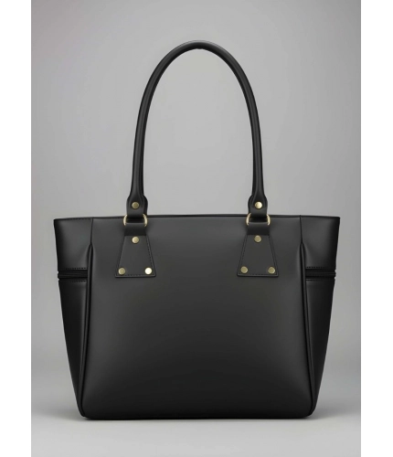Women's PU Leather Solid Shoulder Zipper Handbag (Black)