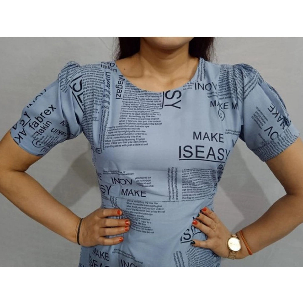 Women's Casual Crepe Half Sleeves Dress (Grey)