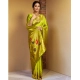 Women's Silk Blend Paithani Saree With Unstitched Blouse 5.5Mtr (Lime Green)