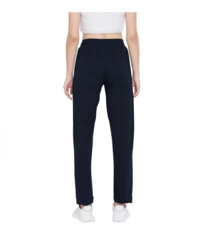 Women's Cotton Solid Elasticated Track Pants (Navy)