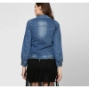 Women's Denim Washed Long Sleeves Jacket (Blue)
