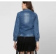 Women's Denim Washed Long Sleeves Jacket (Blue) Women's Denim Washed Long Sleeves Jacket (Blue)