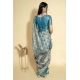 Women's Polyester Printed Saree With Unstitched Blouse 5.5 Mtr (Turquoise)