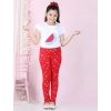 Girl's Cotton Lycra Embellished Elasticated Leggings (Red) Girl's Cotton Lycra Embellished Elasticated Leggings (Red)