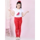 Girl's Cotton Lycra Embellished Elasticated Leggings (Red) Girl's Cotton Lycra Embellished Elasticated Leggings (Red)
